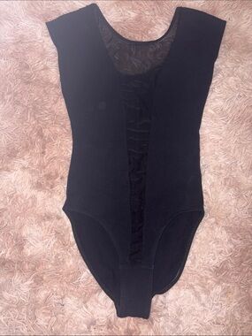 American Apparel Black Sleeveless Mesh-Panel Bodysuit